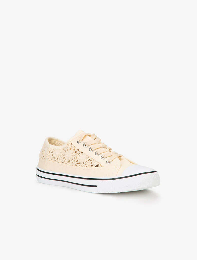 Tennis en crochet et bout en gomme - beige - Image 2