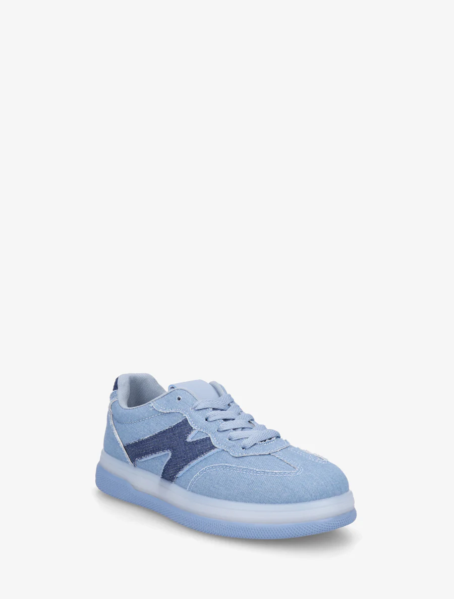 Tennis en jean à empiècement graphique - Bleu denim - Image 2