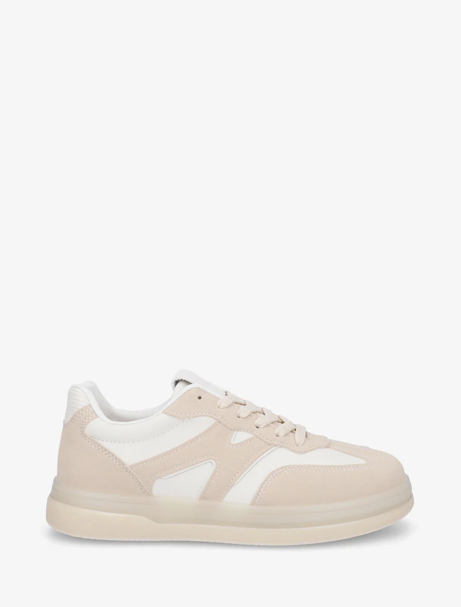 Tennis en simili à empiècement graphique - Beige