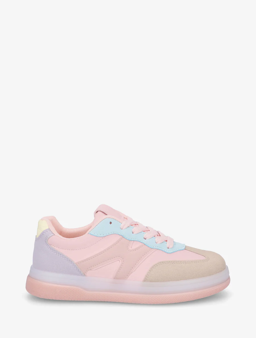Tennis en simili à empiècement graphique - Rose