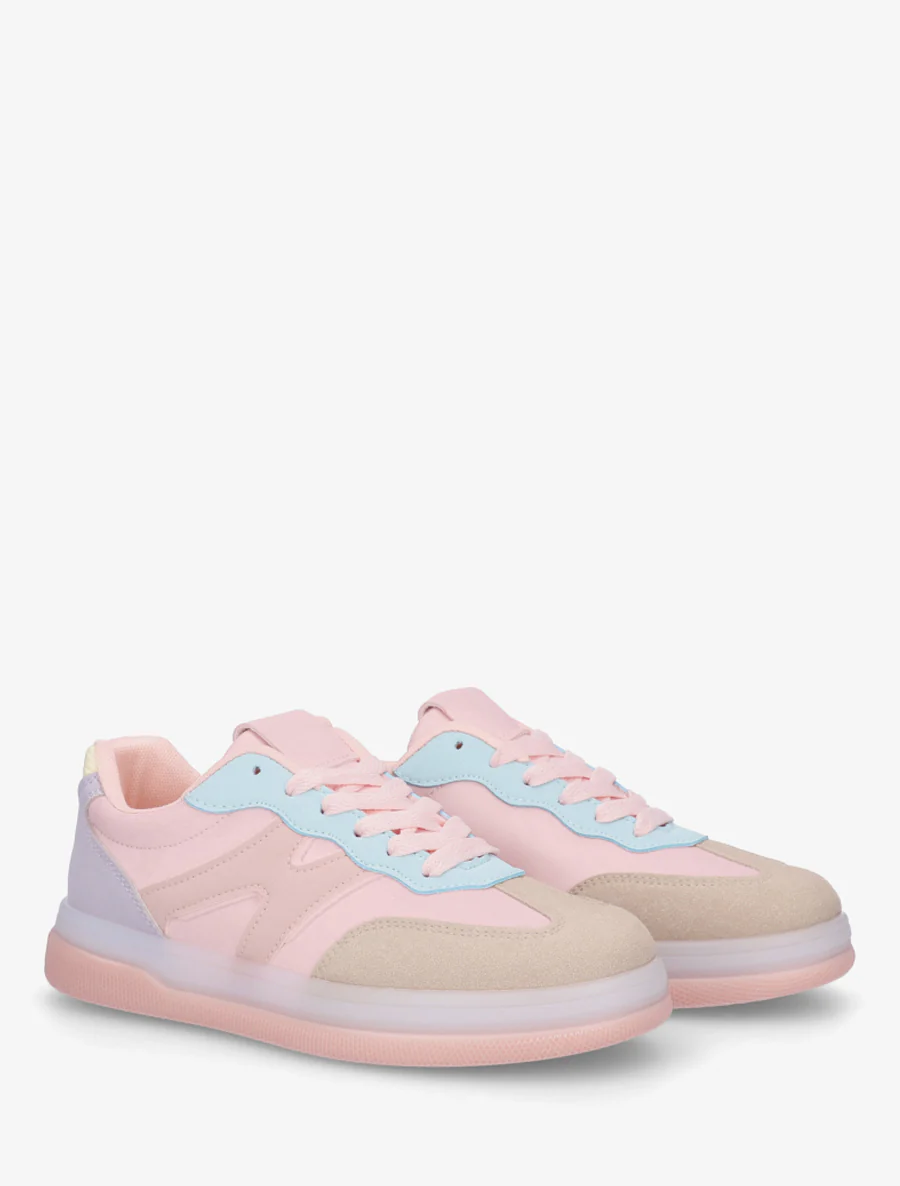 Tennis en simili à empiècement graphique - Rose - Image 4