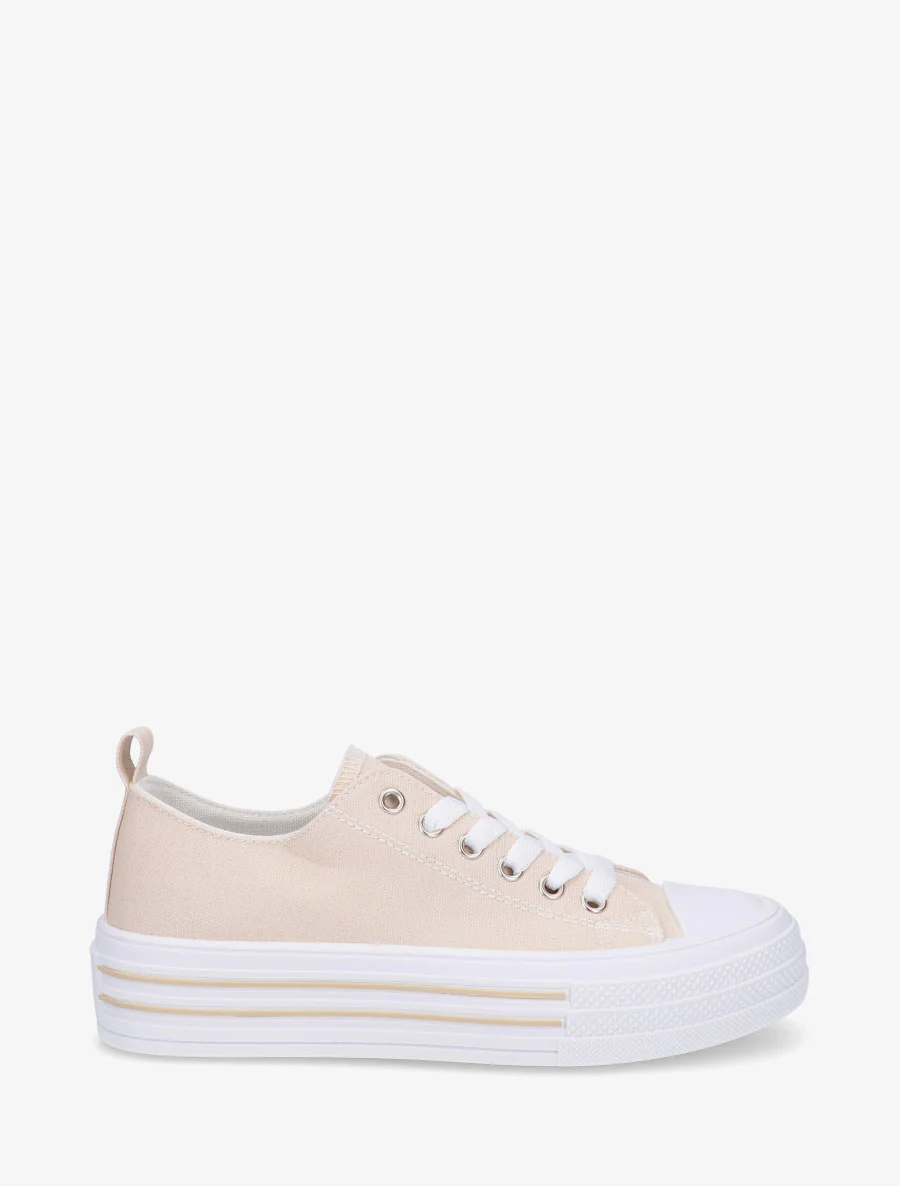 Tennis en tissu à semelle en gomme - Beige