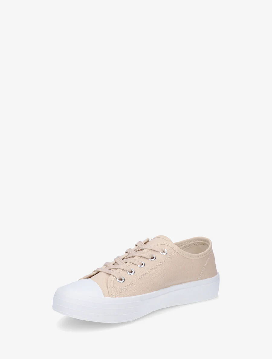Tennis unis en toile - Beige - Image 3