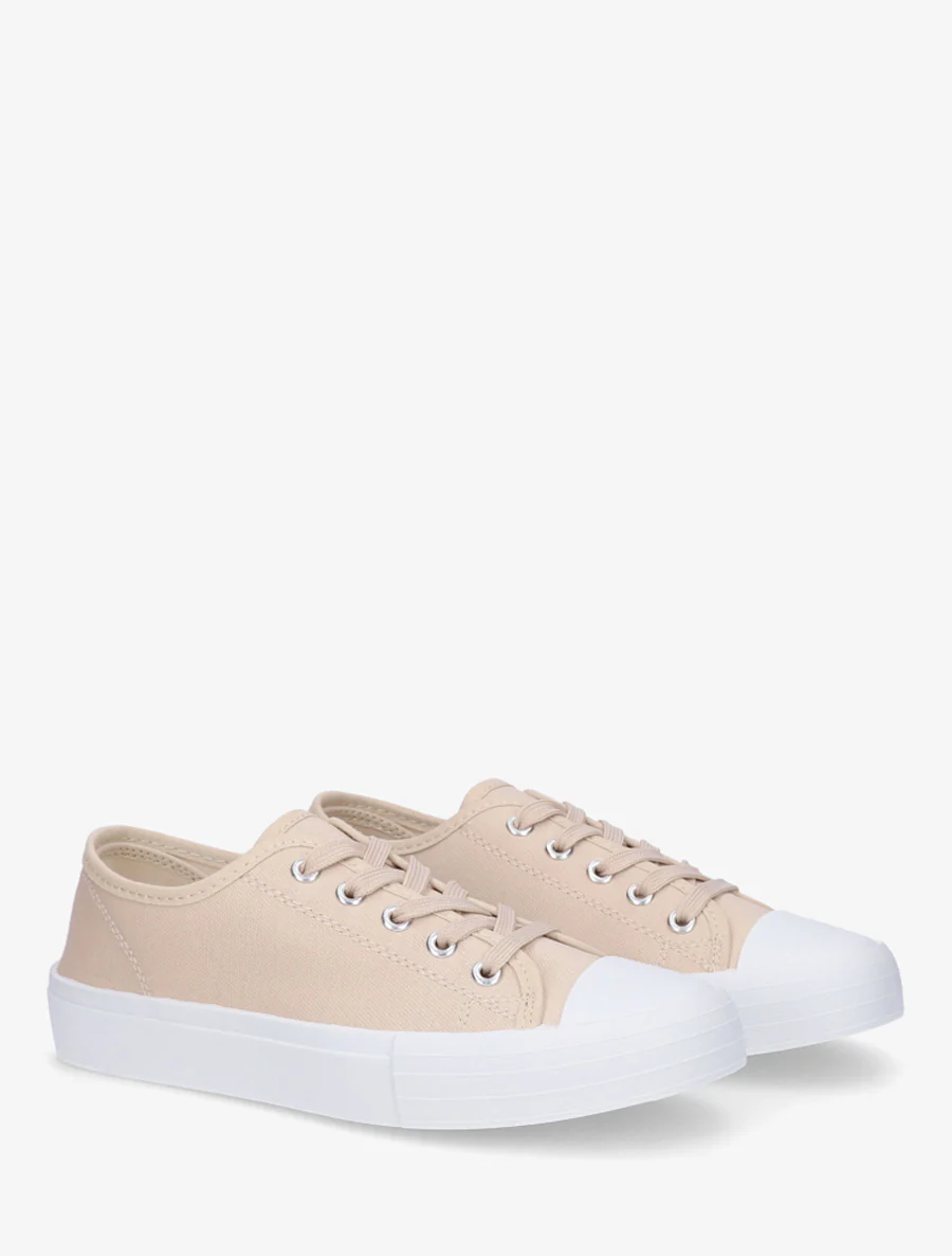 Tennis unis en toile - Beige - Image 4