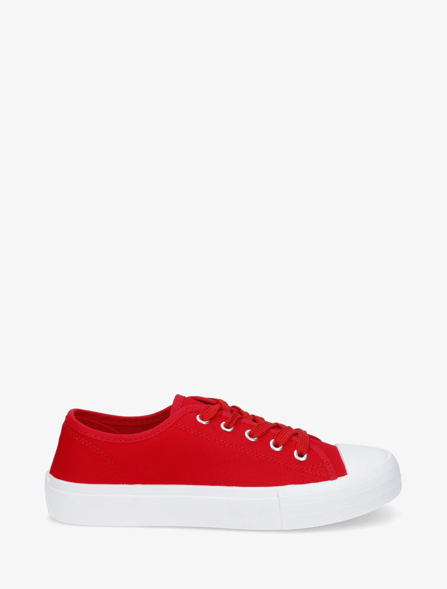 Tennis unis en toile - Rouge