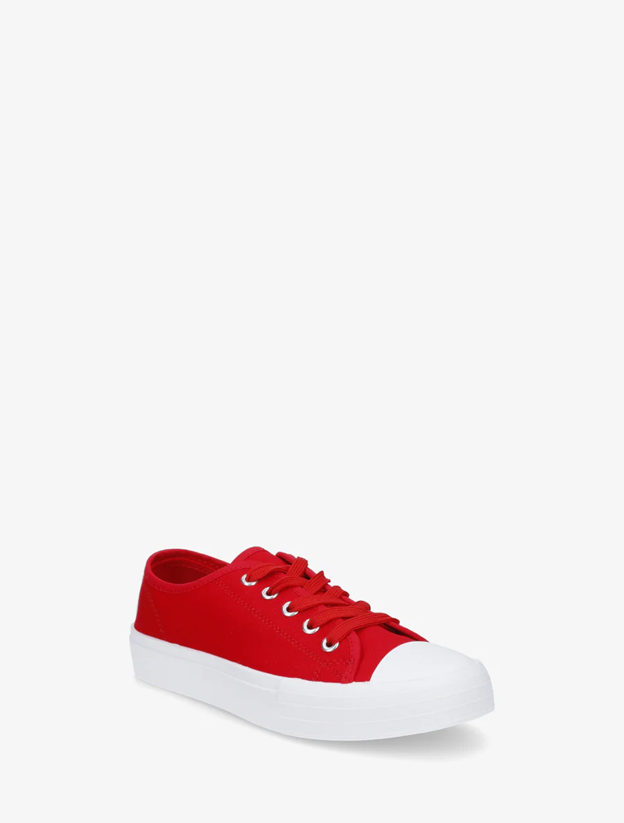 Tennis unis en toile - Rouge - Image 2