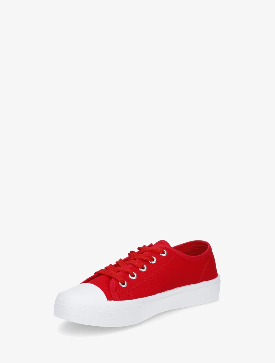 Tennis unis en toile - Rouge - Image 3