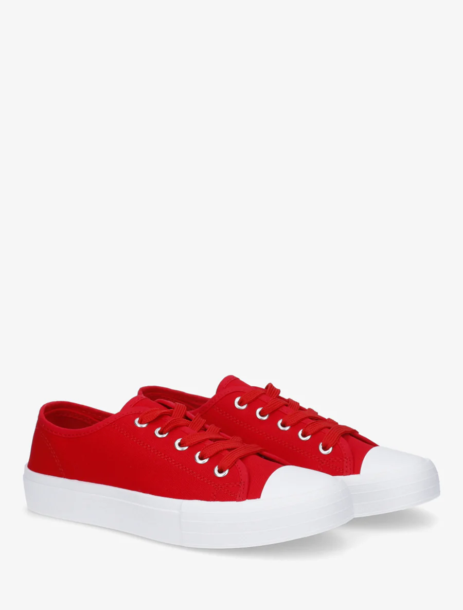 Tennis unis en toile - Rouge - Image 4