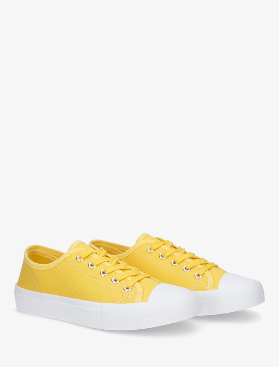 Tennis unis en toile - Jaune - Image 4