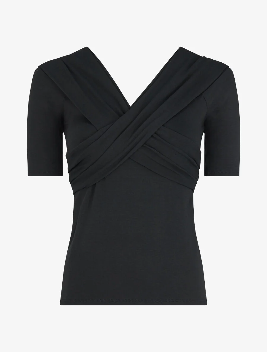 Top à buste à pans croisés - Noir - Image 2