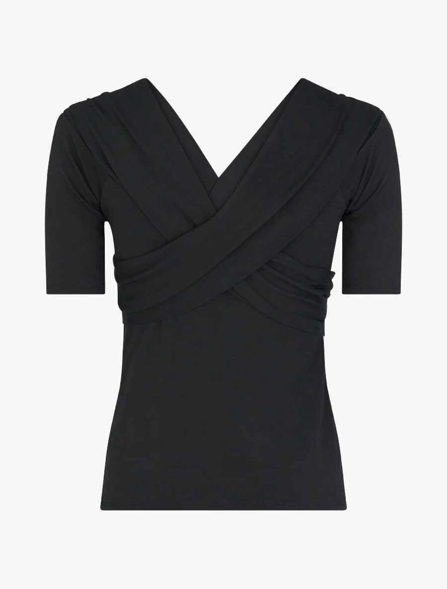 Top à buste à pans croisés - Noir - Image 3