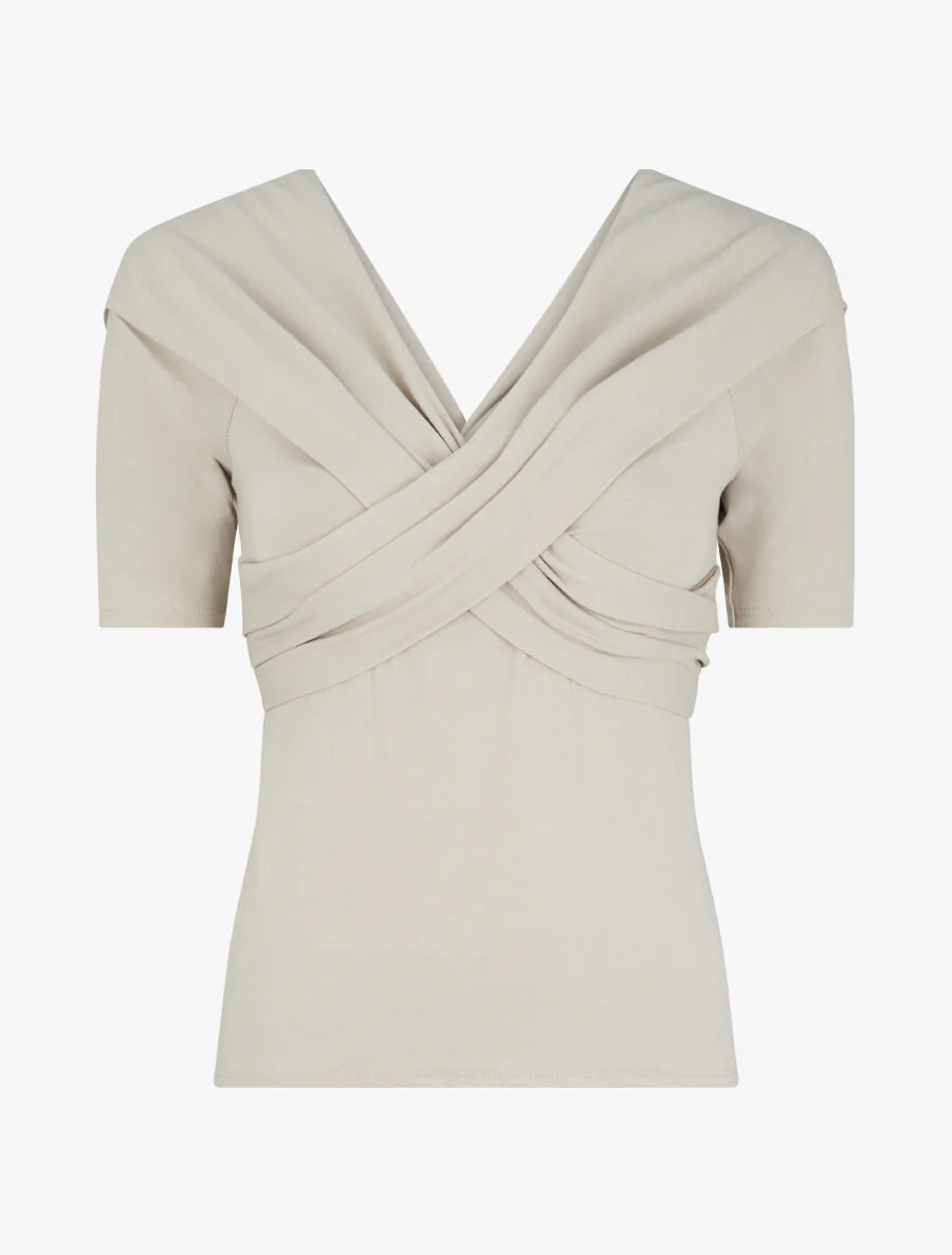 Top à buste à pans croisés - Beige