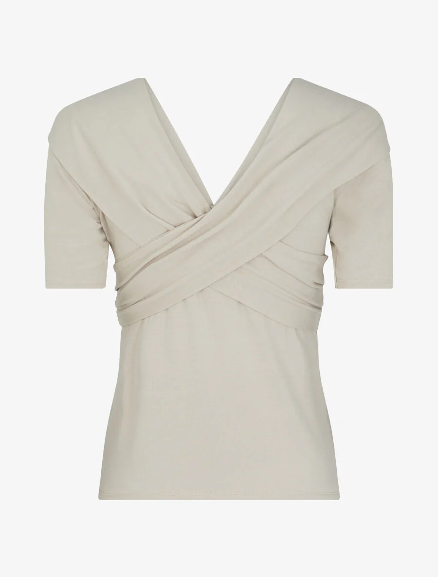 Top à buste à pans croisés - Beige - Image 2