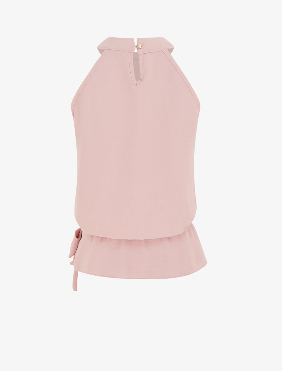 Top à col américain et noeud - Rose - Image 2