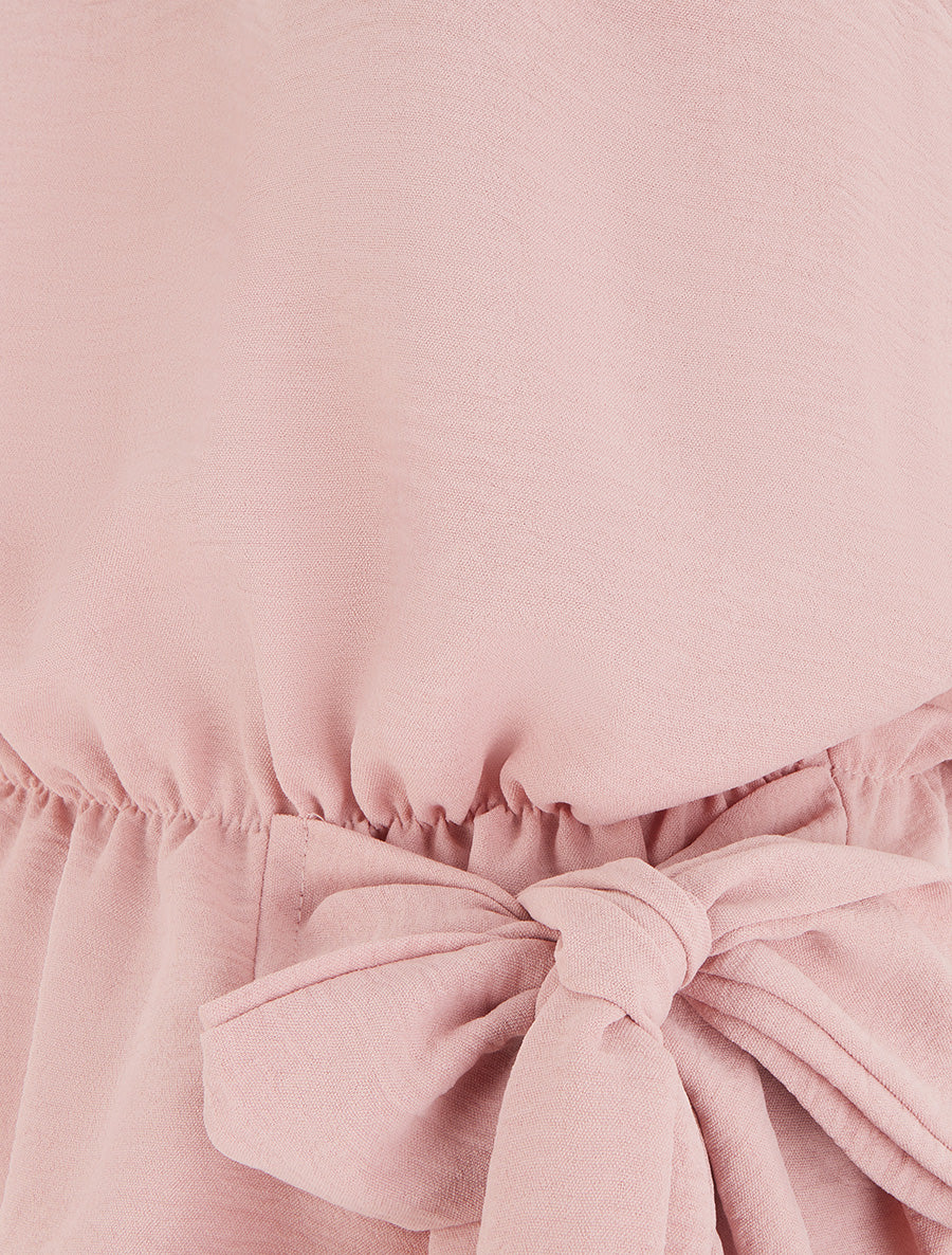 Top à col américain et noeud - Rose - Image 3