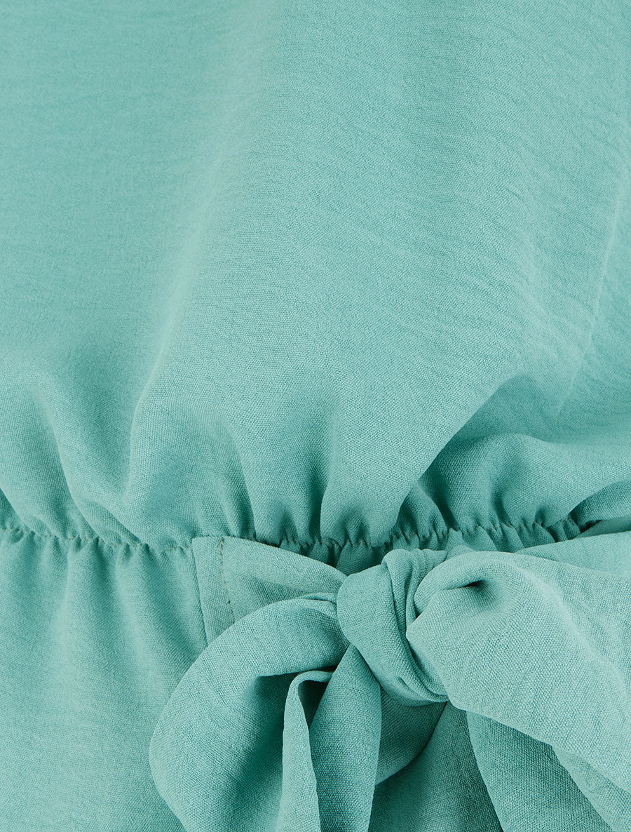 Top à col américain et noeud - Turquoise - Image 3