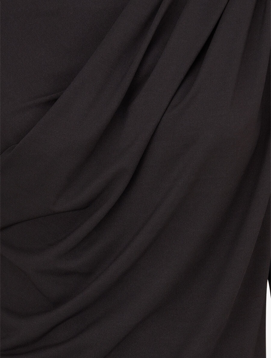 Top à col asymétrique plissé - Noir - Image 3