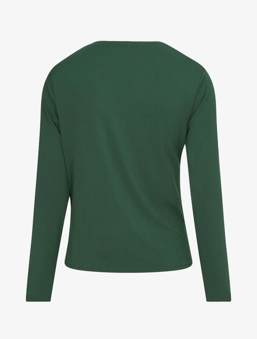 Top à col asymétrique plissé - Vert - Image 2