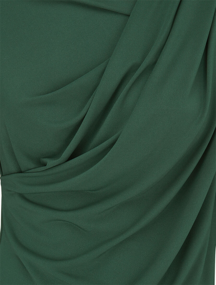 Top à col asymétrique plissé - Vert - Image 3