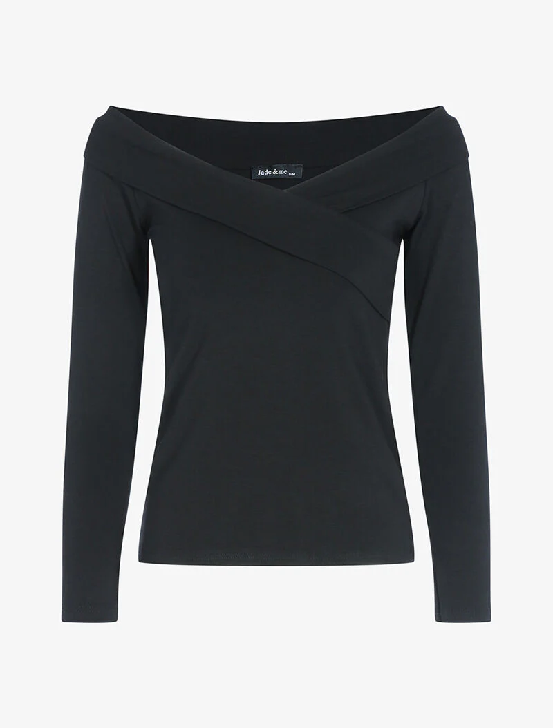 Top à col croisé - noir