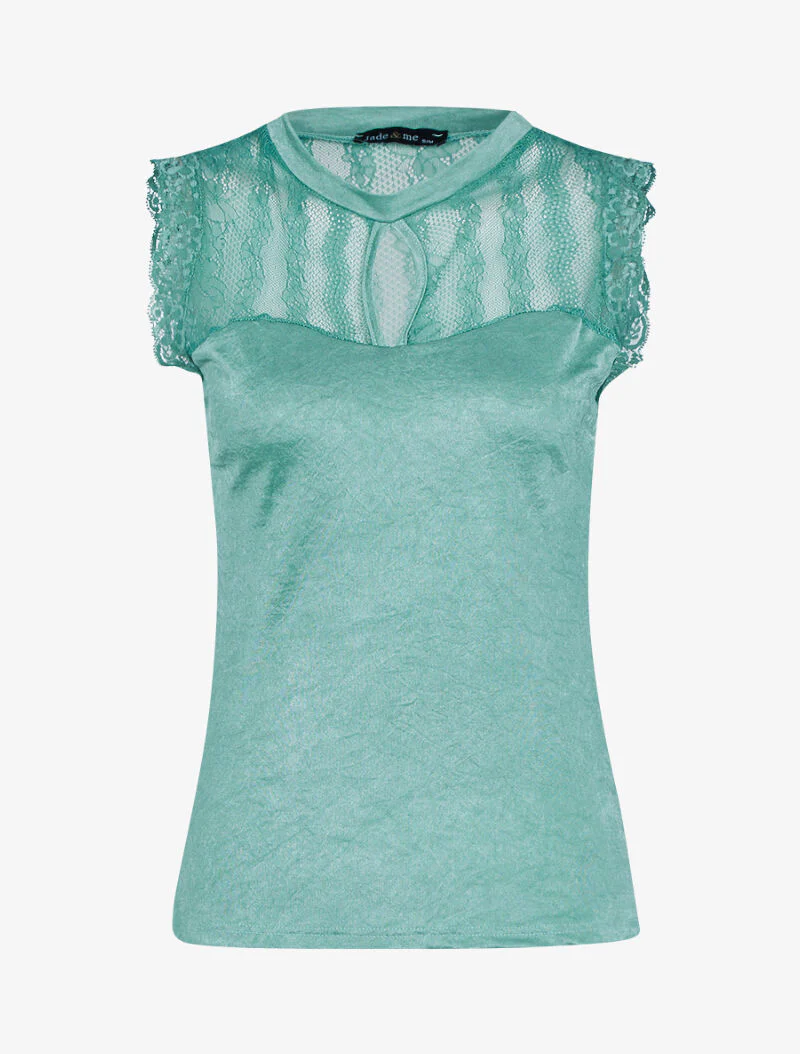 Top à décolleté dentelle - vert
