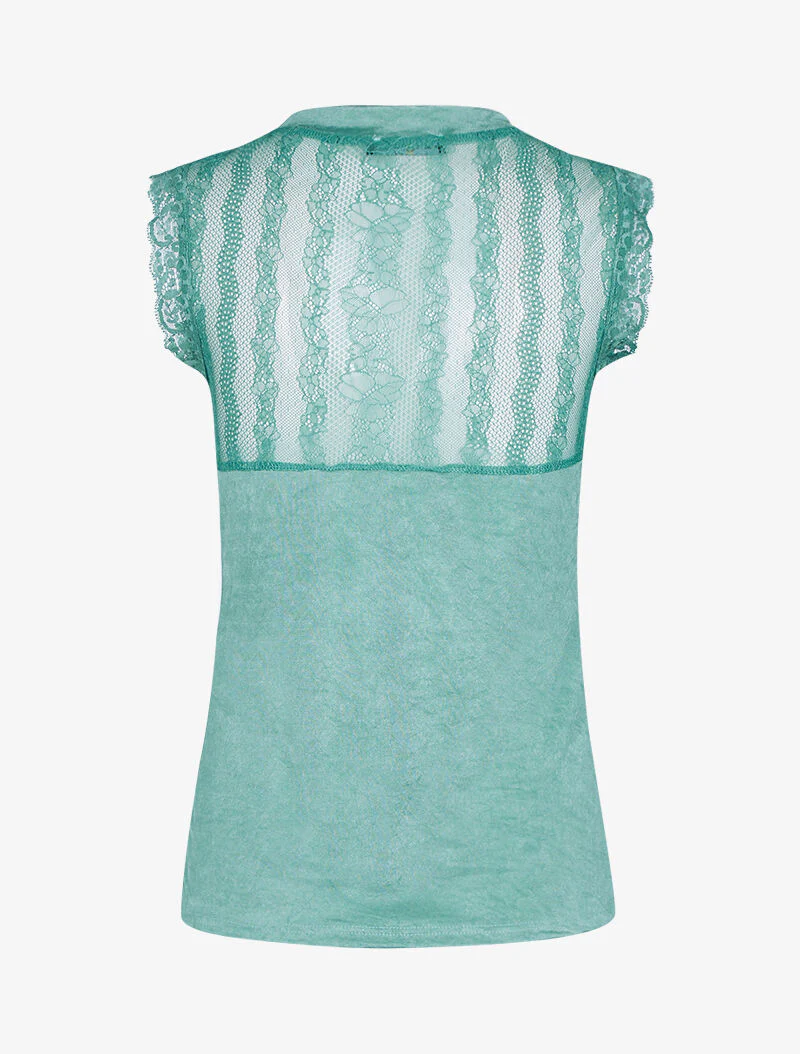 Top à décolleté dentelle - vert - Image 2
