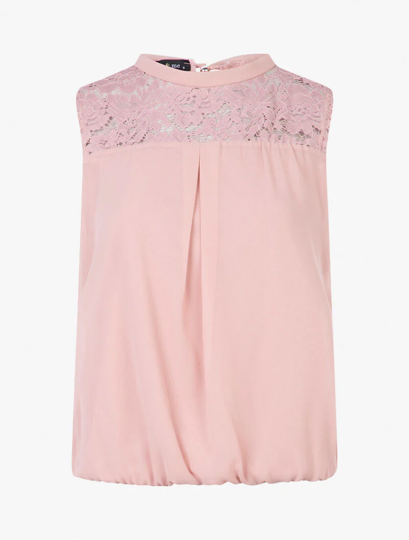 Top à décolleté dentelle - rose