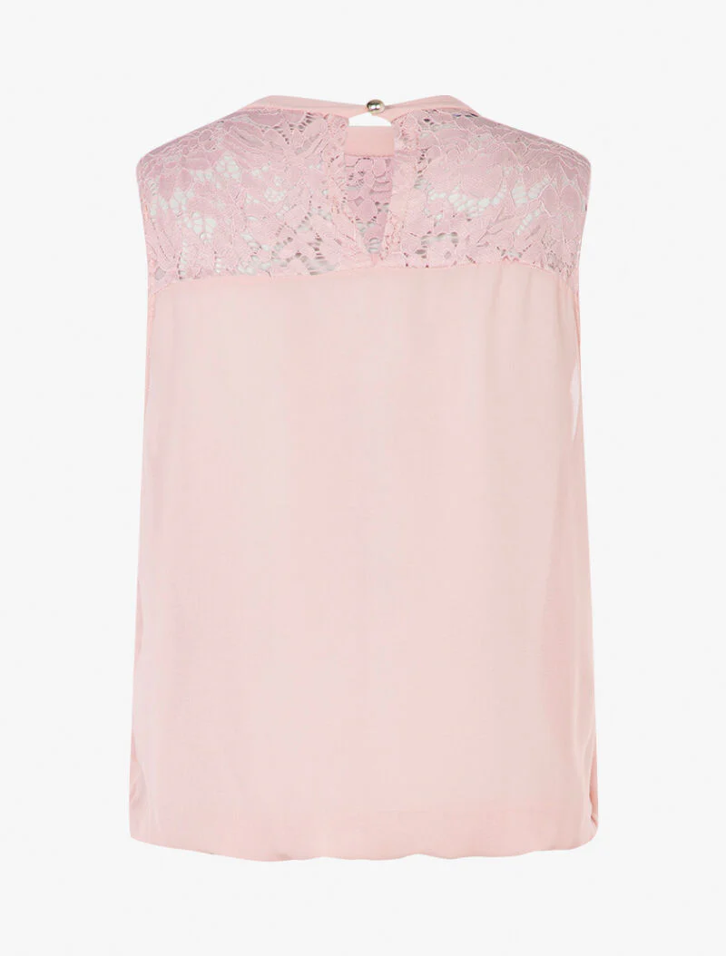 Top à décolleté dentelle - rose - Image 2