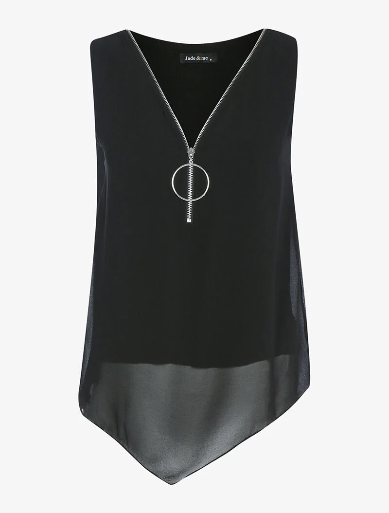 Top à décolleté zippé - noir - Image 4