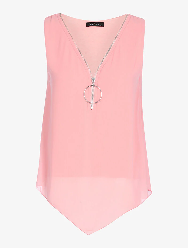 Top à décolleté zippé - rose