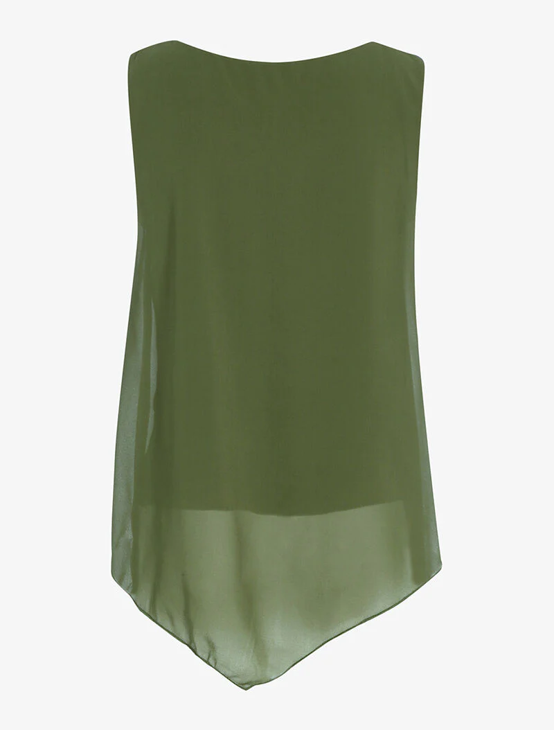 Top à décolleté zippé - kaki - Image 2