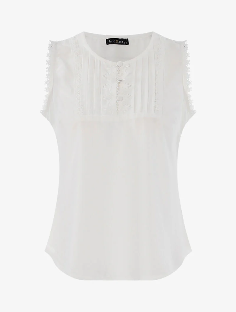 Top à détails plissés et crochet - blanc