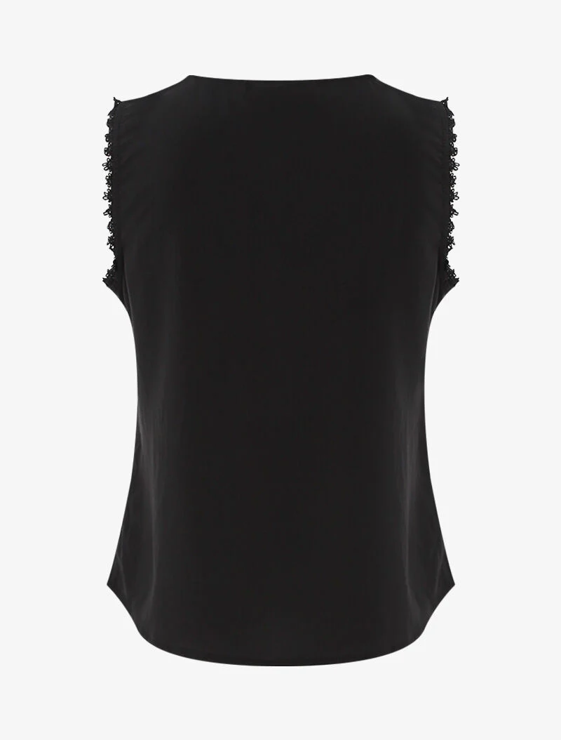 Top à détails plissés et crochet - noir - Image 2