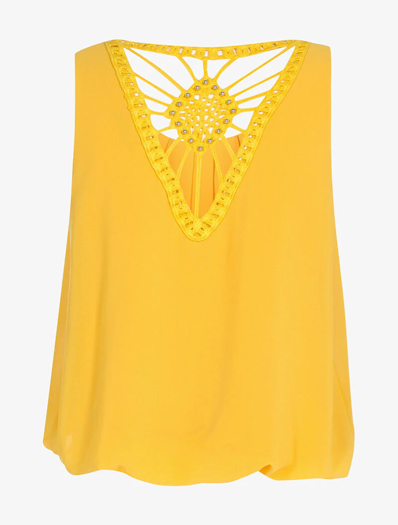 Top à dos brodé - jaune - Image 2