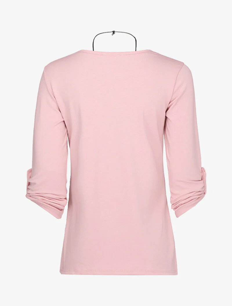 Top à dos long et fentes - Rose pâle - Image 2