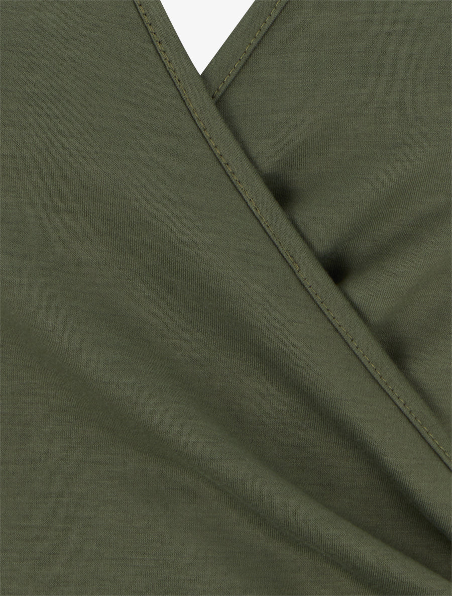 Top à dos nu et empiècement bijou - Kaki - Image 3