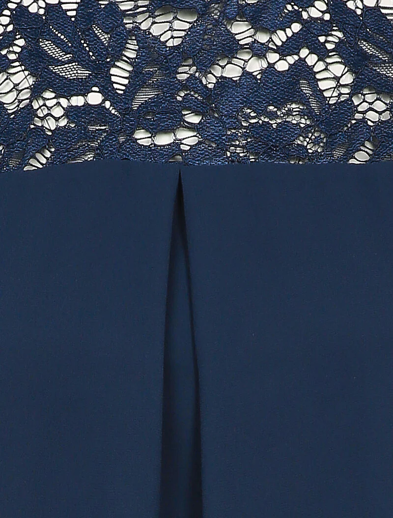 Top à empiécement dentelle - Bleu marine - Image 3