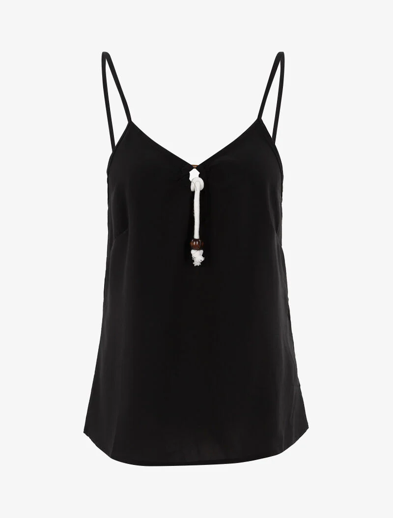 Top à encolure V - noir