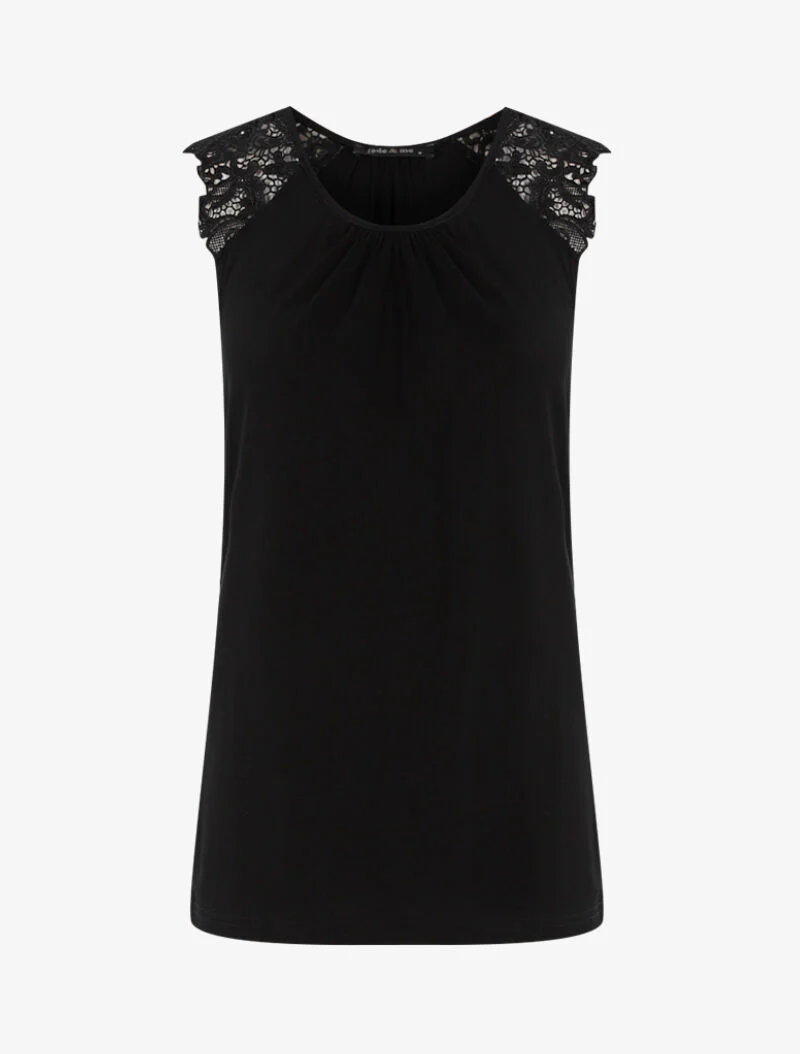 Top à épaules en crochet - noir