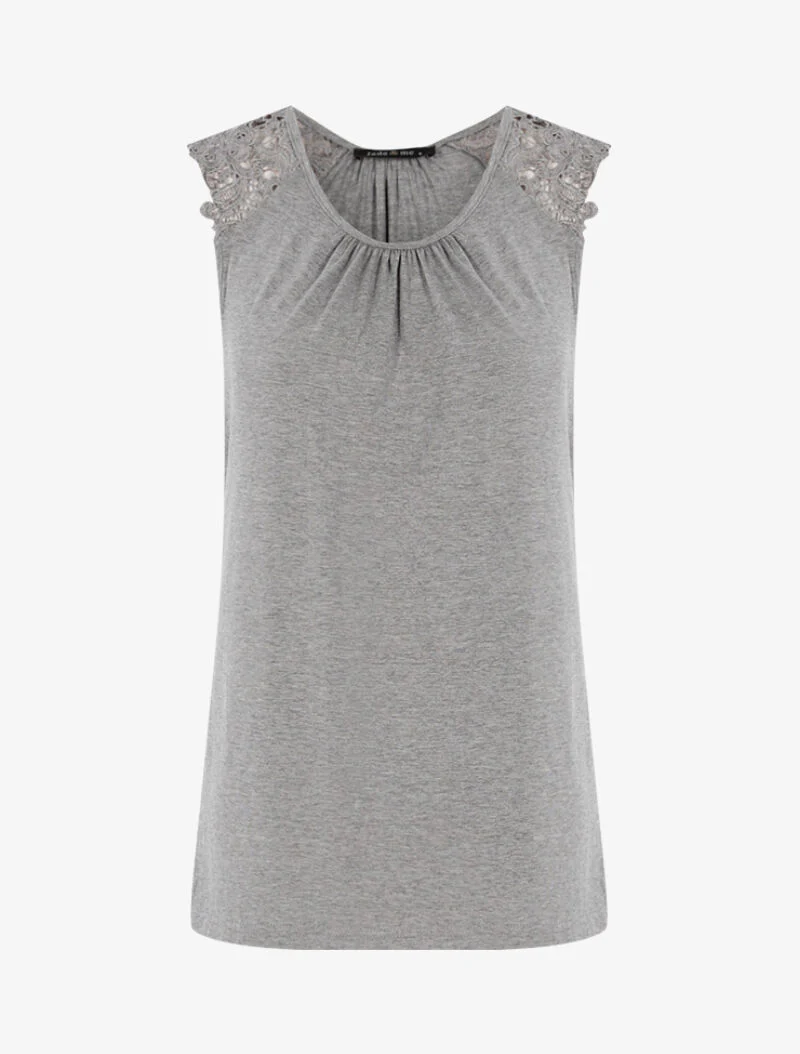 Top à épaules en crochet - gris clair