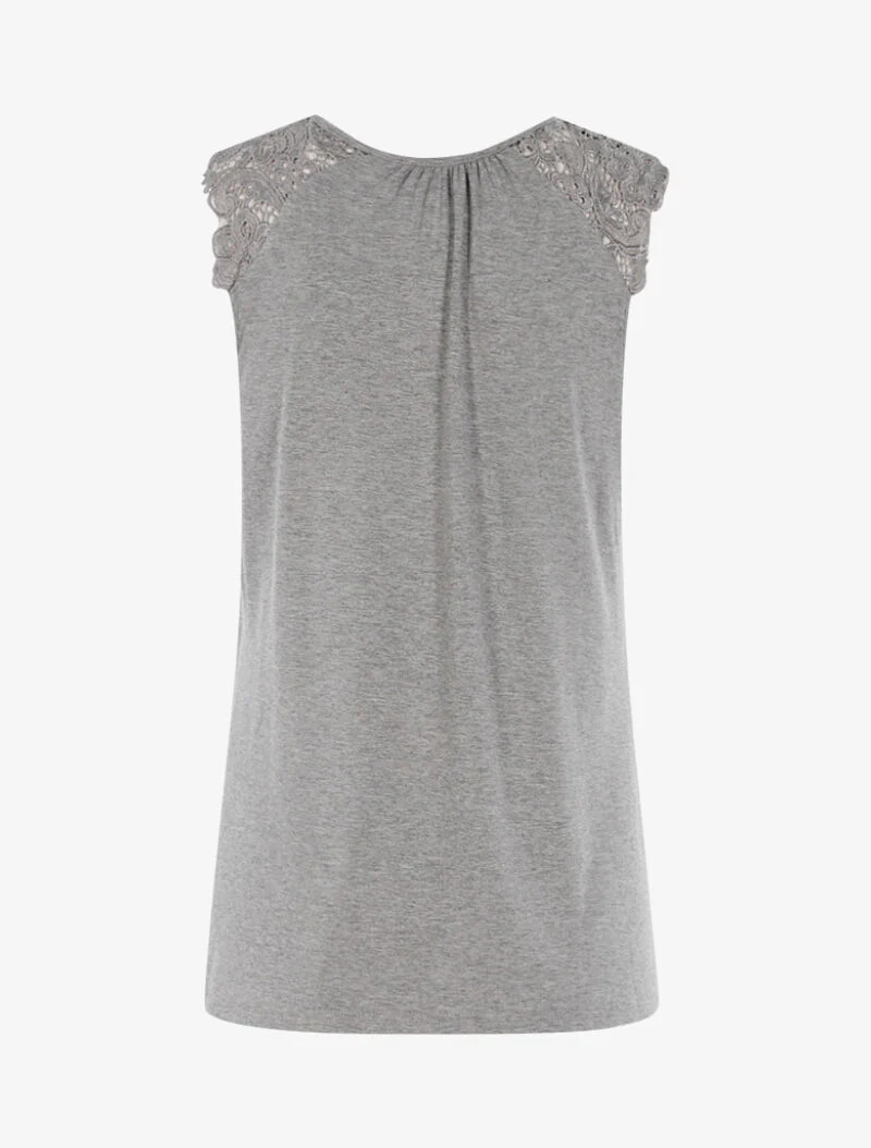 Top à épaules en crochet - gris clair - Image 2