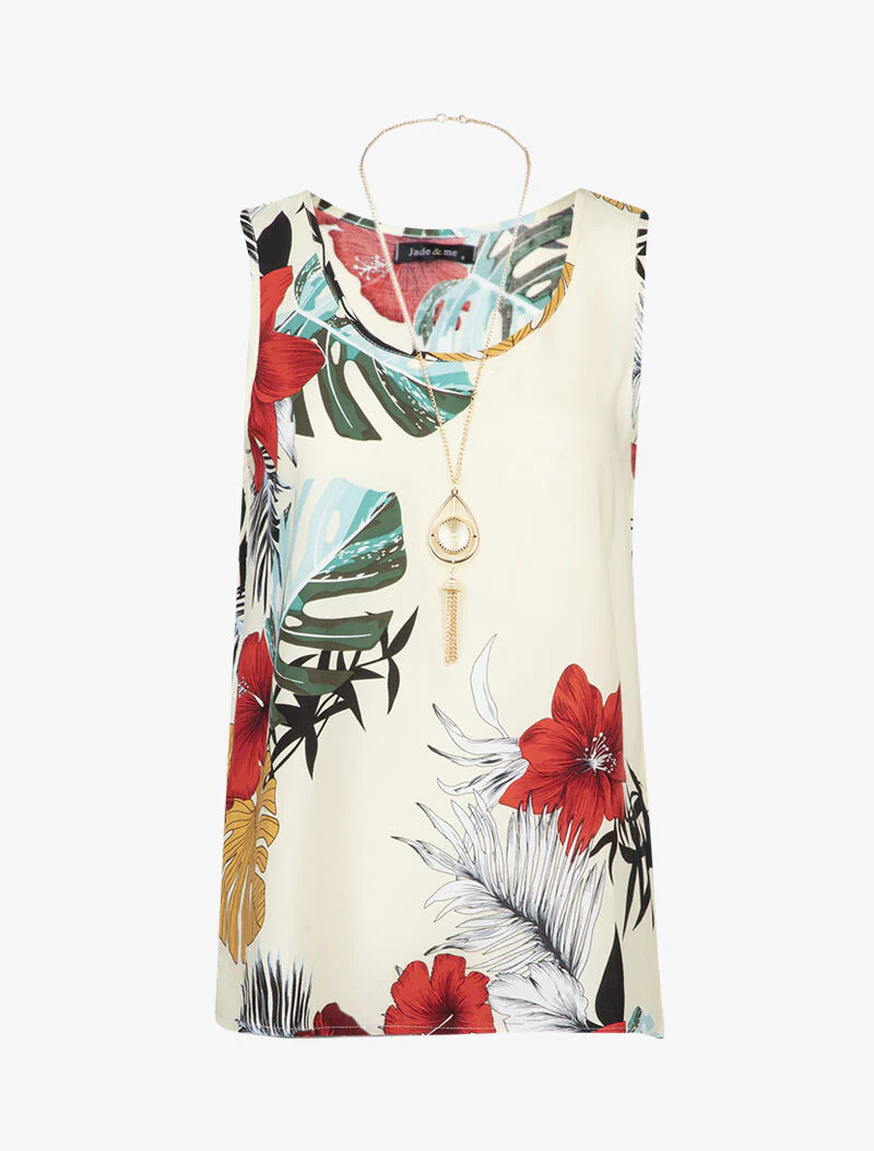 Top à imprimé tropical - beige