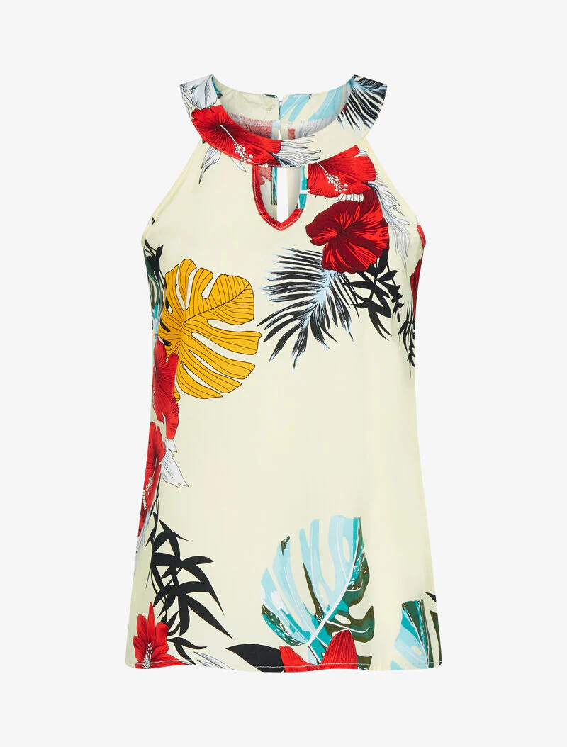 Top à imprimé tropical - beige