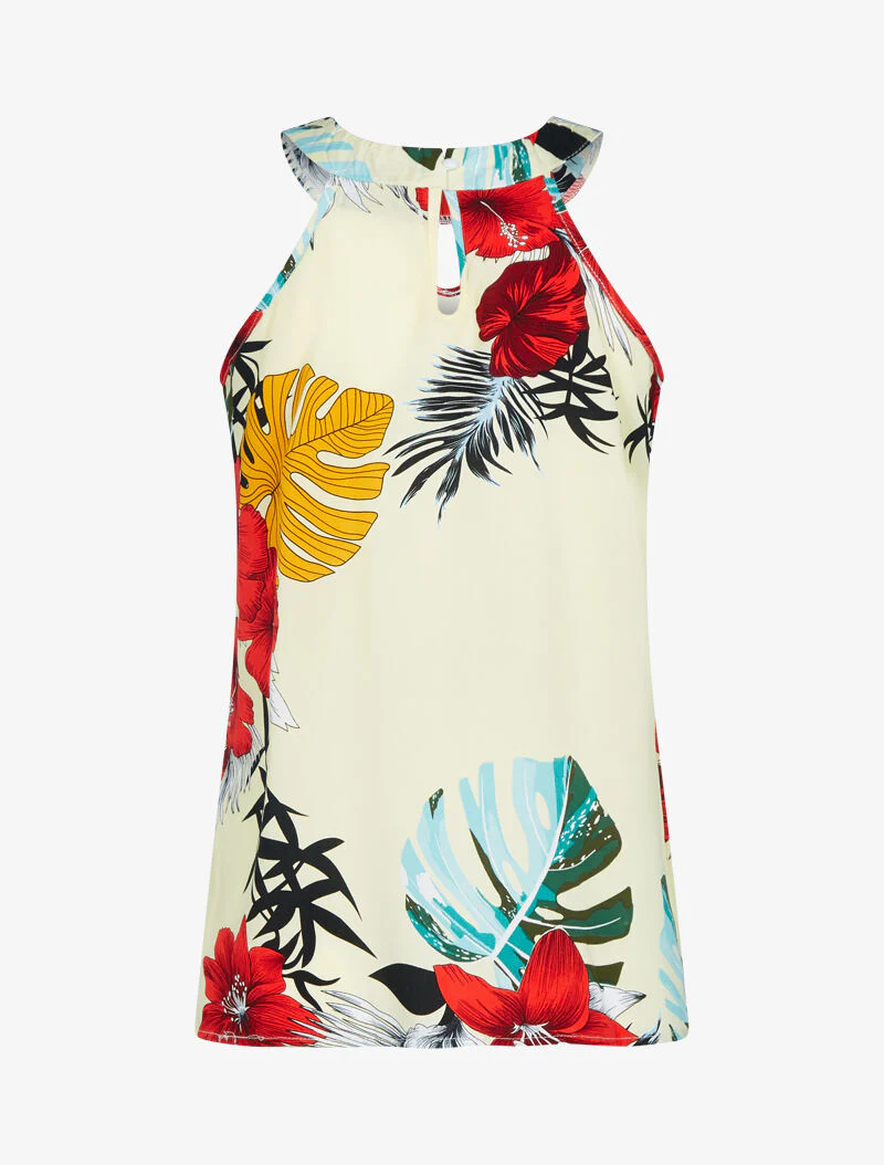 Top à imprimé tropical - beige - Image 2