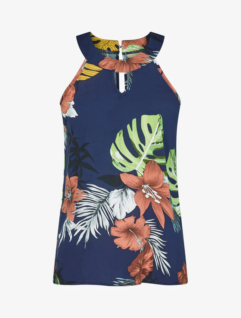 Top à imprimé tropical - marine