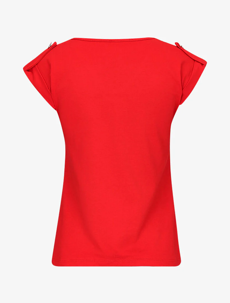 Top à mancherons à revers - rouge - Image 2