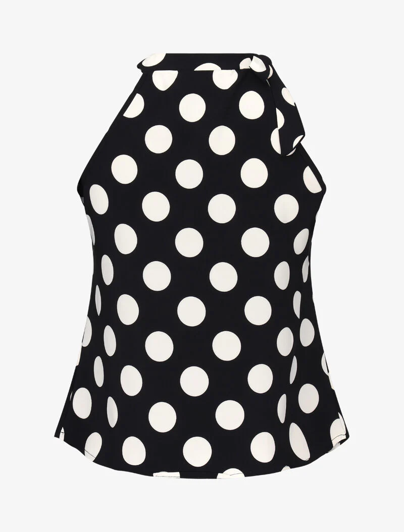 Top à pois avec col à nouer - noir - Image 2