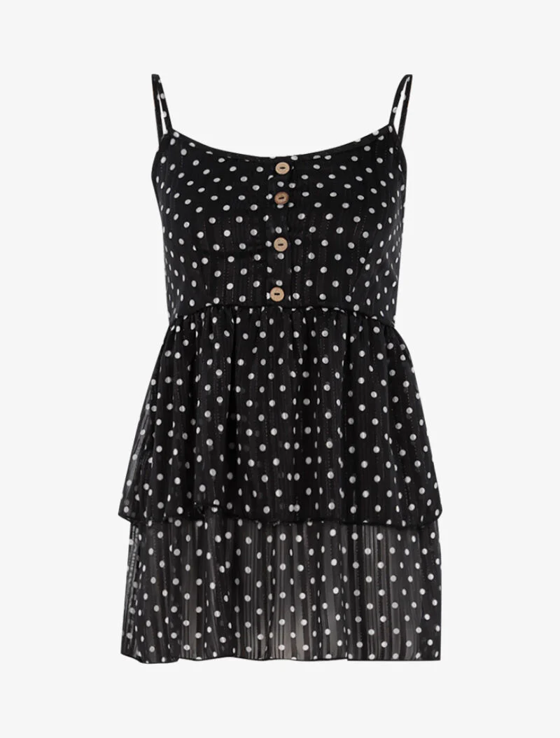 Top à rayures irisées et pois - noir/blanc