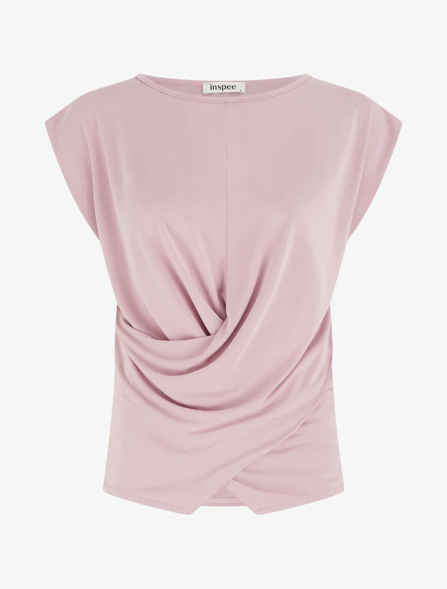 Top ajusté sans manches effet drapé - Rose