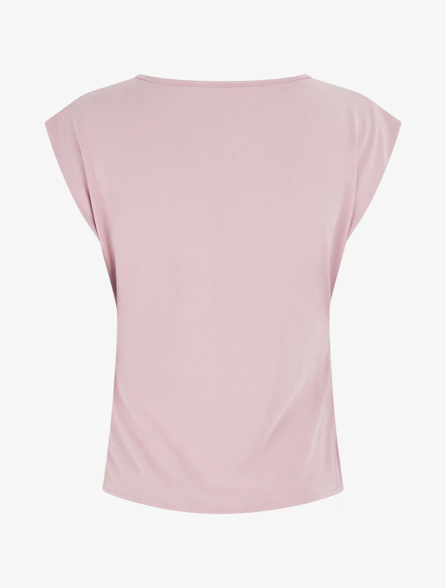 Top ajusté sans manches effet drapé - Rose - Image 2